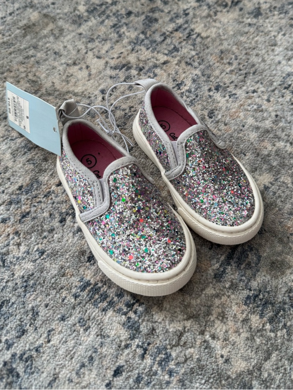 Cat & Jack Girls' Multicolor Glitter Slip-On Sneakers - Silver Base